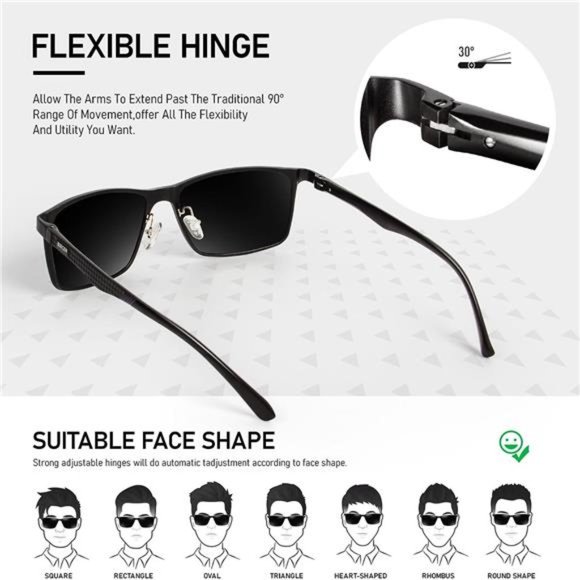 Mens Sunglasses Polarized UV Protection: Classic Shades for Men Driving Fishing - Picture 2 of 6